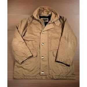 VTG Sundance Chore Jacket Men L 100% Cotton Barn Coat Removable Corduroy Collar